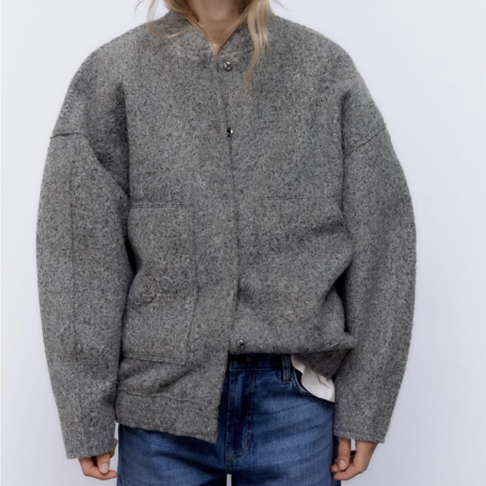 Zara marked grey bomber jacket-influencer favorite